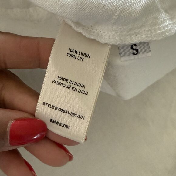 Rachel Zoe 100% Linen Button Up Top S Split Back Coastal Lagenlook Quiet Luxury - Picture 13 of 14